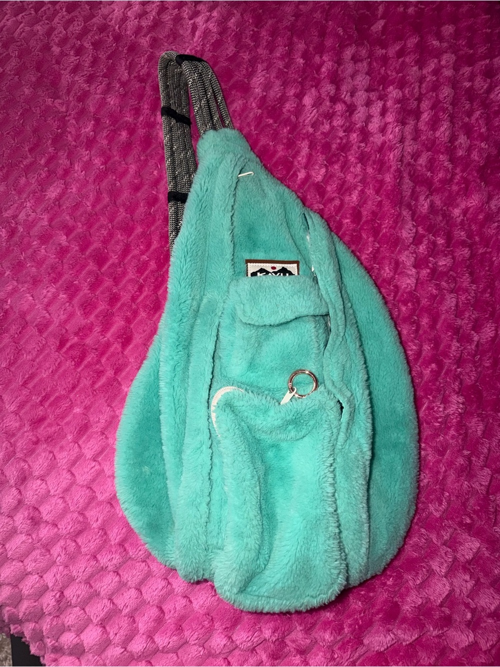 Kavu Turquoise Plush Sling Bag